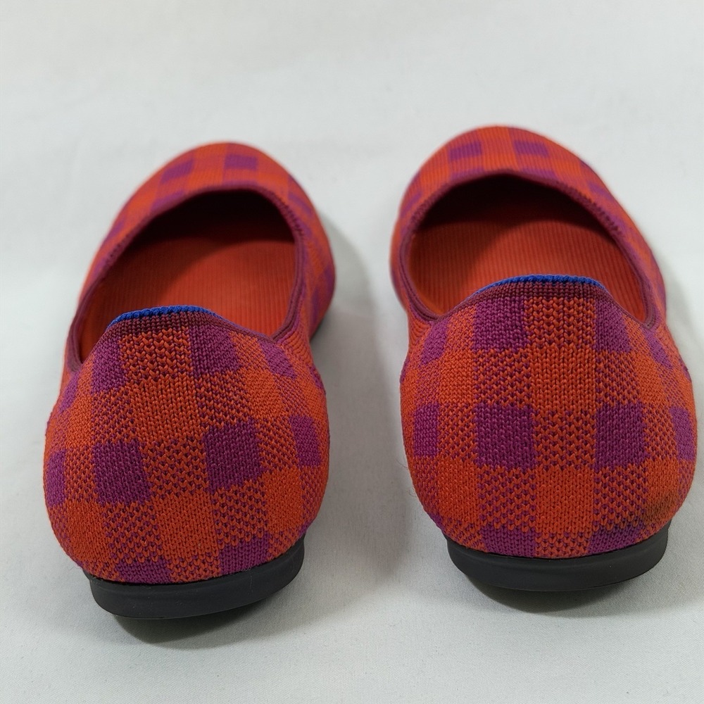 Rothys Size-10 Women Ballet Flat The Square Pomegranate Gingham Orange Plaid - Picture 6 of 10
